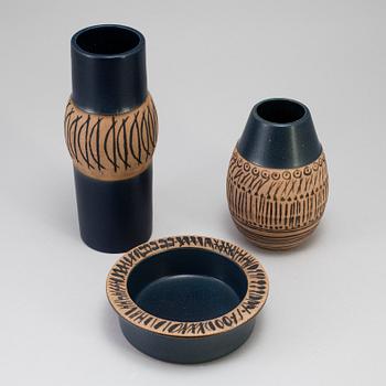 3 stoneware pieces "Granada" by Lisa Larson for Gustavsberg.