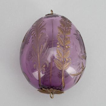 PÅSKÄGG, lila glas med förgyllningar, Ryssland 1800-talets slut.