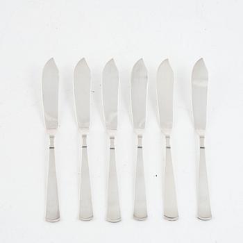 Jacob Ängman, 'Rosenholm' silver fish cutlery, Stockholm 1951 and Eskilstuna 1979 (12 pieces).