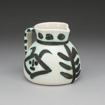 A Pablo Picasso 'Têtes' pitcher, Madoura, Vallauris, France 1956.