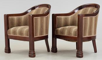FÅTÖLJER, ett par, art deco, 1920/30-tal.