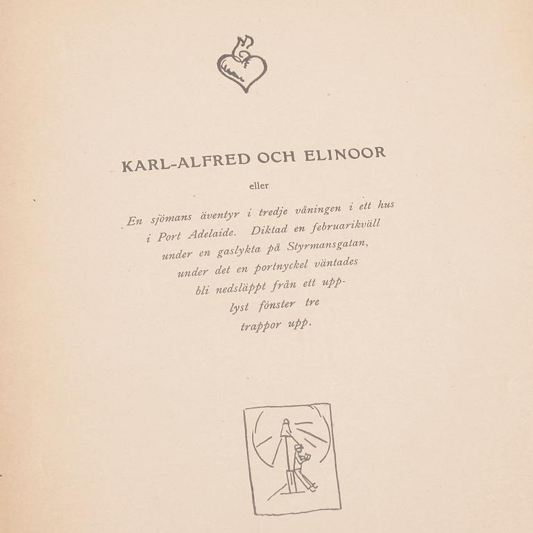 BOK, "Sju sjömansvisor och Byssan lull av Evert Taube med bilder av Kurt Jungstedt", Albert Bonniers Förlag, 1919.