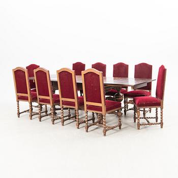 Dining group 11 pcs Baroque style 1920s/30s Almgren & Plynning Helsingborg.