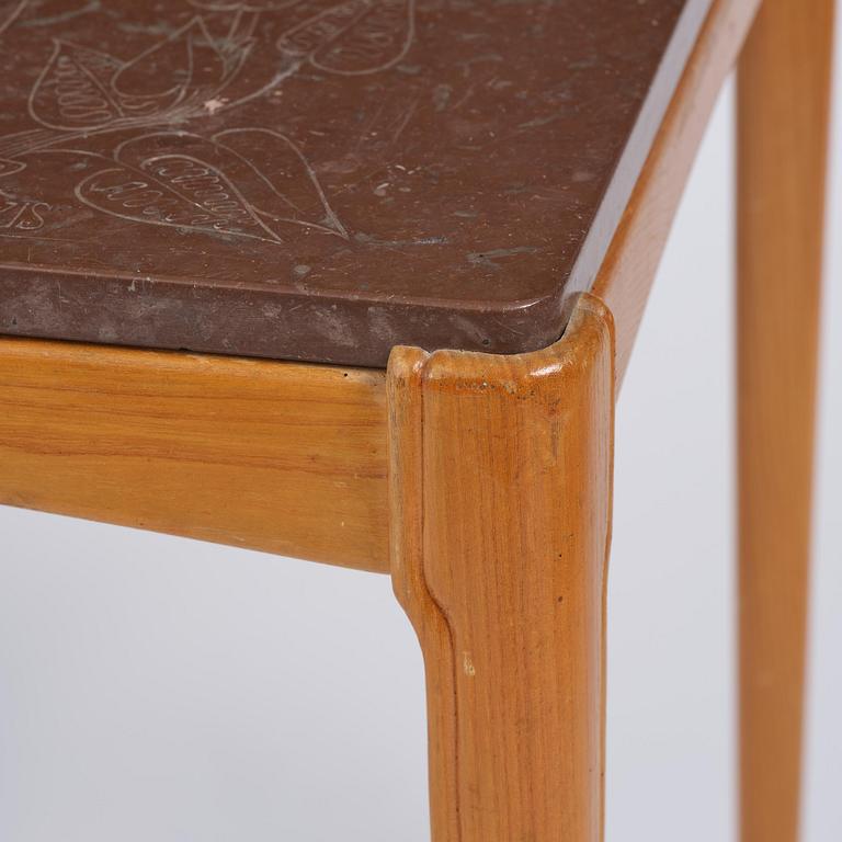 Ulla Fogelklou-Skogh, a Swedish Modern table with a limestone top, 1940s.