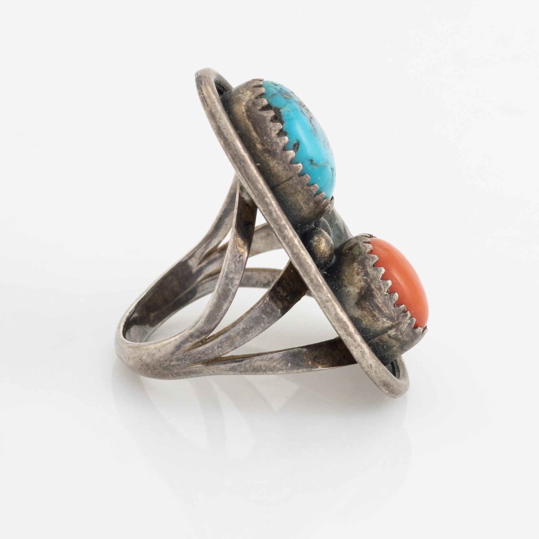Ring and brooch, silver.