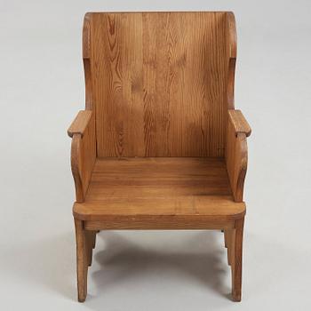 AXEL EINAR HJORTH, fåtölj av betsad furu, "Lovö", Nordiska Kompaniet, 1930-tal.