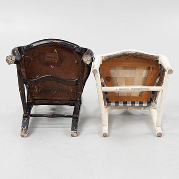 Two 18th century chairs, one Rococo and one Gustavian.