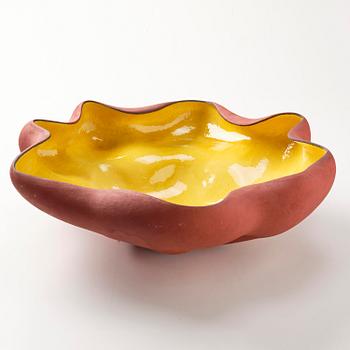 Annika Svensson, stor skål, "Böljande gul", egen ateljé, 2004.