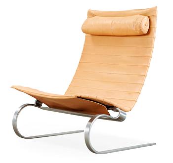 83. A Poul Kjaerholm 'PK-20' steel and leather easy chair, Fritz Hansen, Denmark 1987.