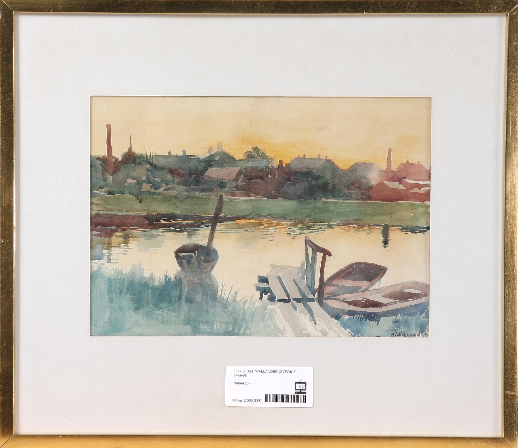 ALF WALLANDER, akvarell, sign.