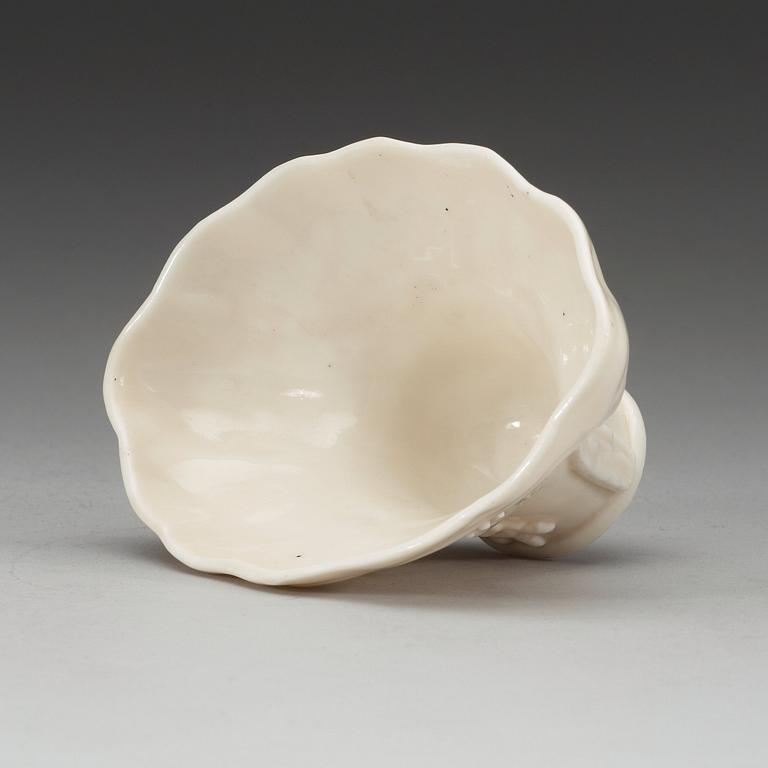 A blanc de chine libation cup, Qing dynasty.