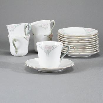 KAFFESERVIS, 5 delar, porslin, jugend, Alf Wallander, Rörstrand, tidigt 1900-tal.