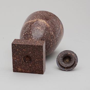 A late Gustavian 19th Century porphyry and gilt bronze urn.