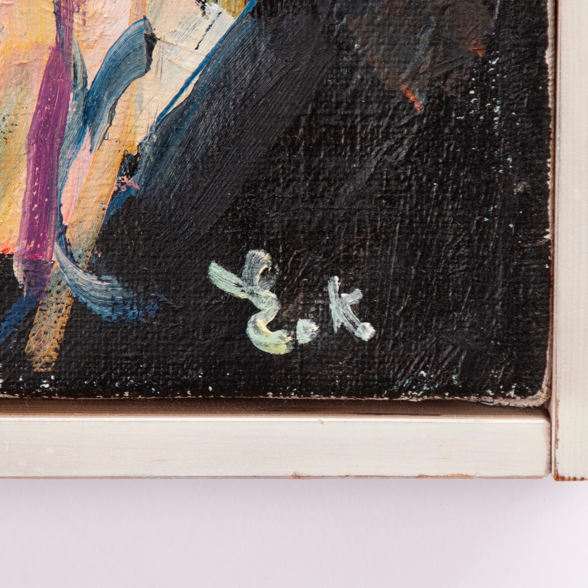 Elin Källman, "Woman against black background".