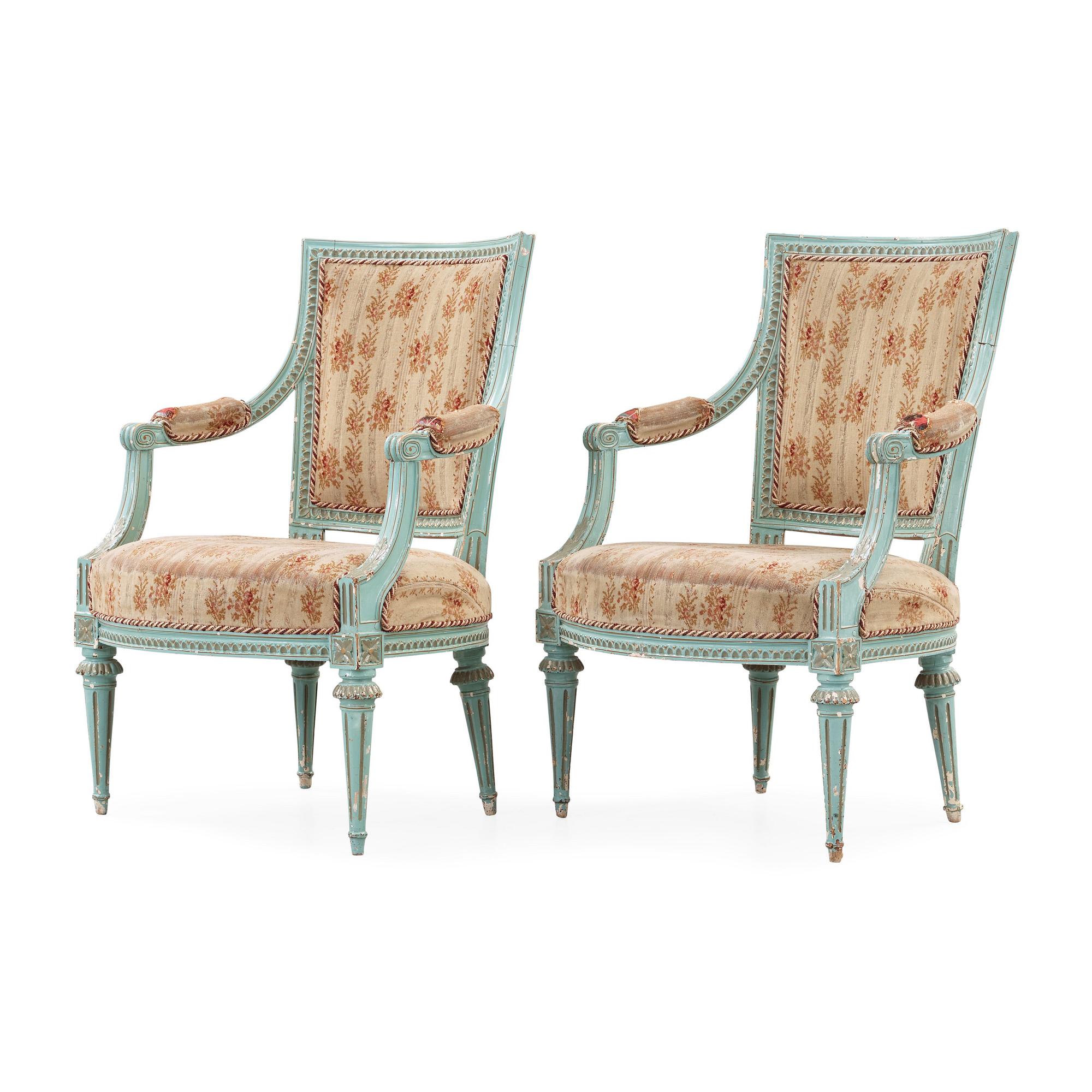 Melchior Lundberg d.ä., A pair of Gustavian late 18th century chairs by Melchior Lundberg, master 1775.