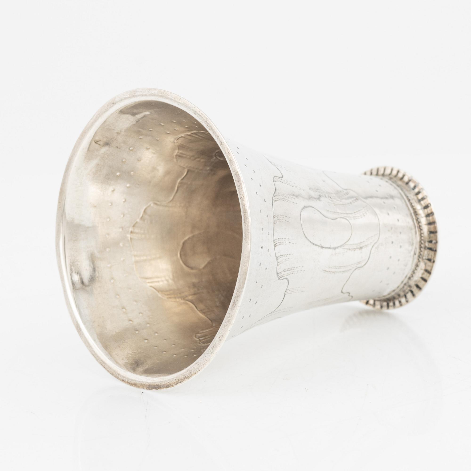 A Swedish 18th Century silver beaker, Peter Falk, Skara 1769.