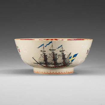 A famille rose 'European Subject' punch bowl, Qing dynasty, Qianlong (1736-95).