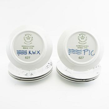 Plates, 8 pcs, porcelain, "Black Fluted Mega," Royal Copenhagen, Denmark.