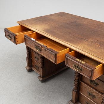 A ca 1900 oak and pine writing desk.