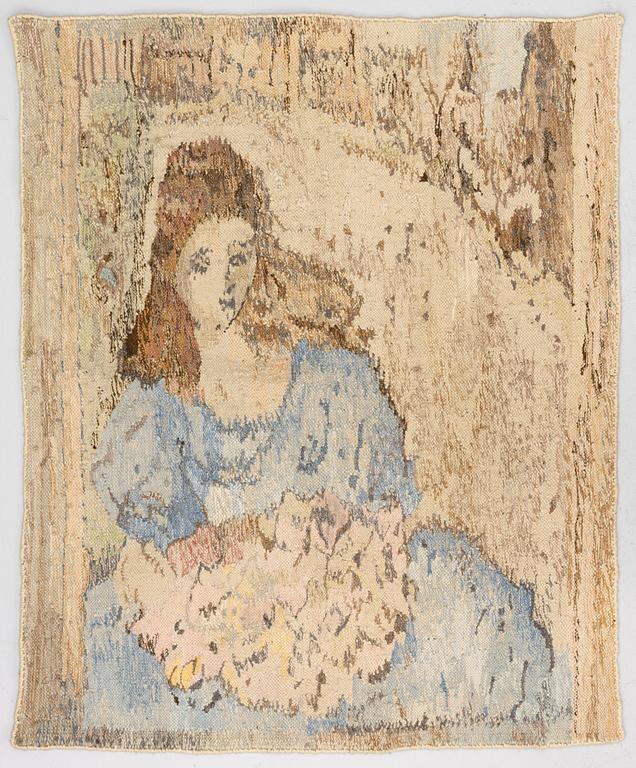 Anna Sledziewska, a wall hanging, tapestry technique, 'Dziewczyna (Girl)', 1978, c. 100 x 120 cm.