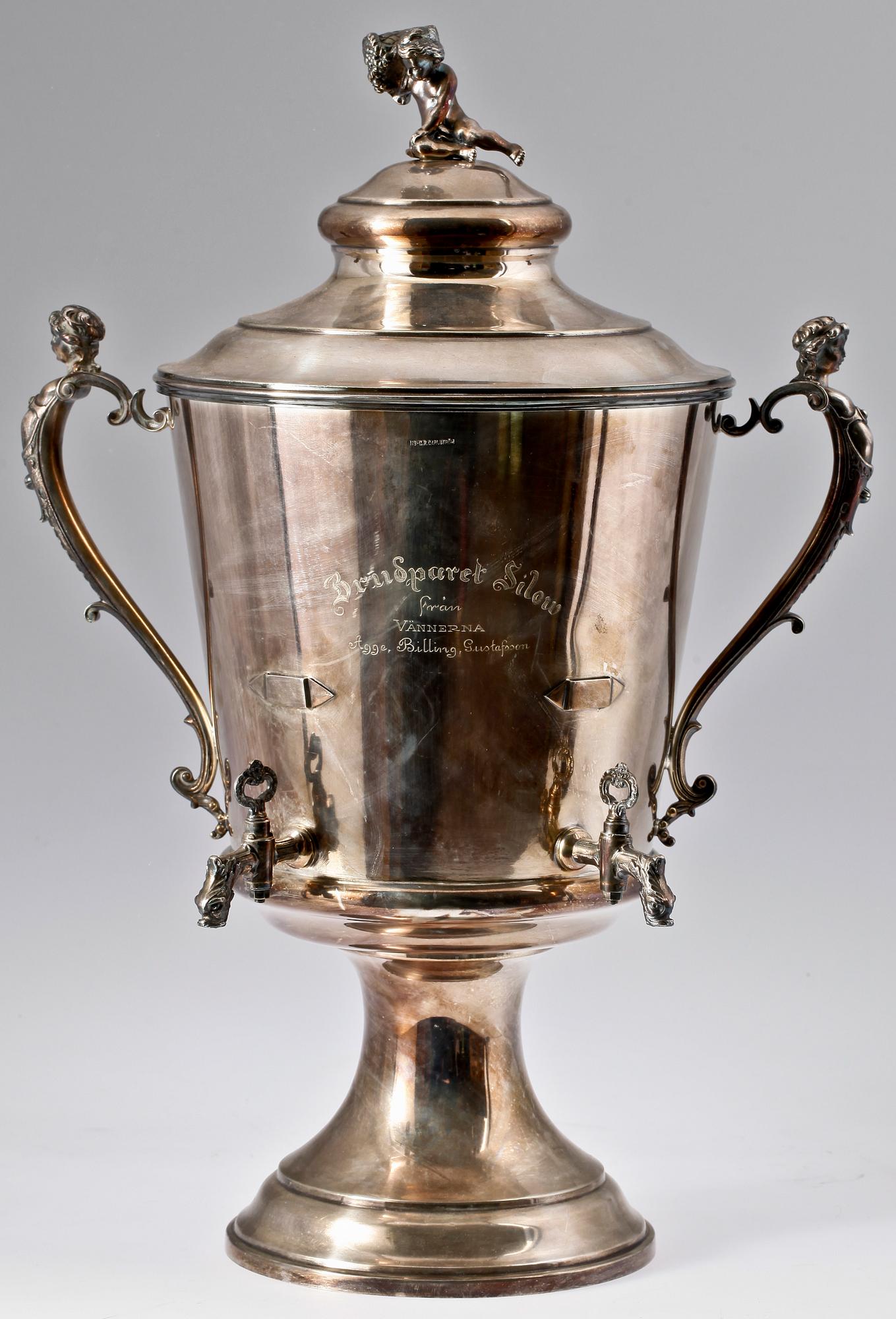 BRÄNNVINSCISTERN, nysilver, CR Carlström, omkring 1900.