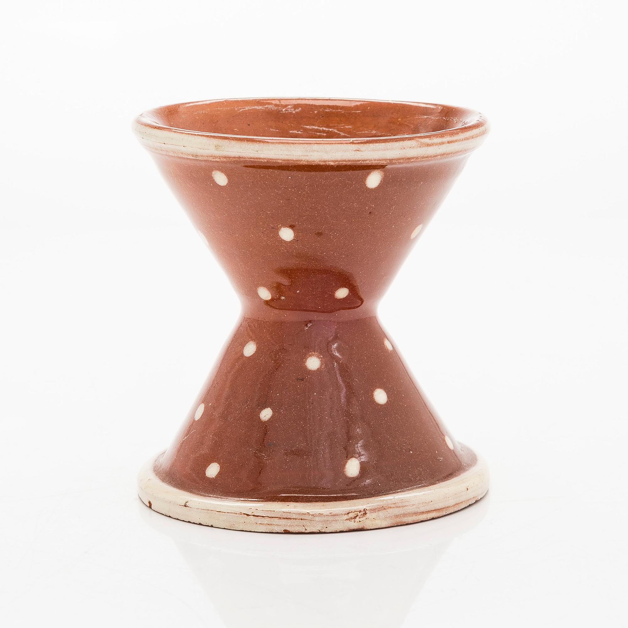 Marita Lybeck, candlestick, red clay, signed ML.