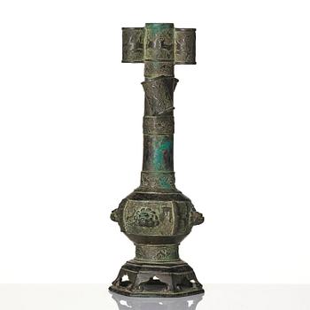 A large bronze 'arrow' vase, Touhu, Yuan dynasty (1271-1368).