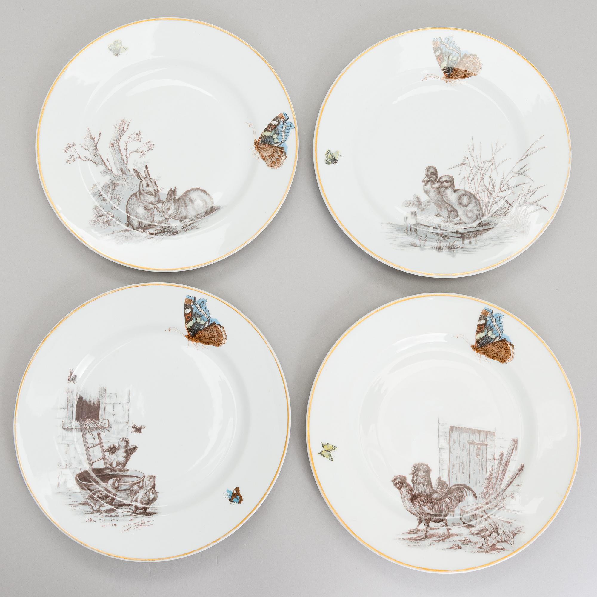 Set of eight Russin porcelain plates for Kornilov Brothers 1884-1917.