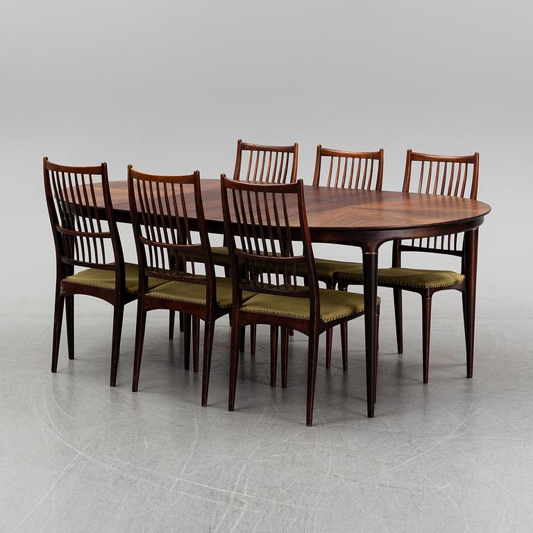 A 7 piece dining group by Svante Skogh, Seffle Möbelfabrik, Säffle, 1950's/60's.