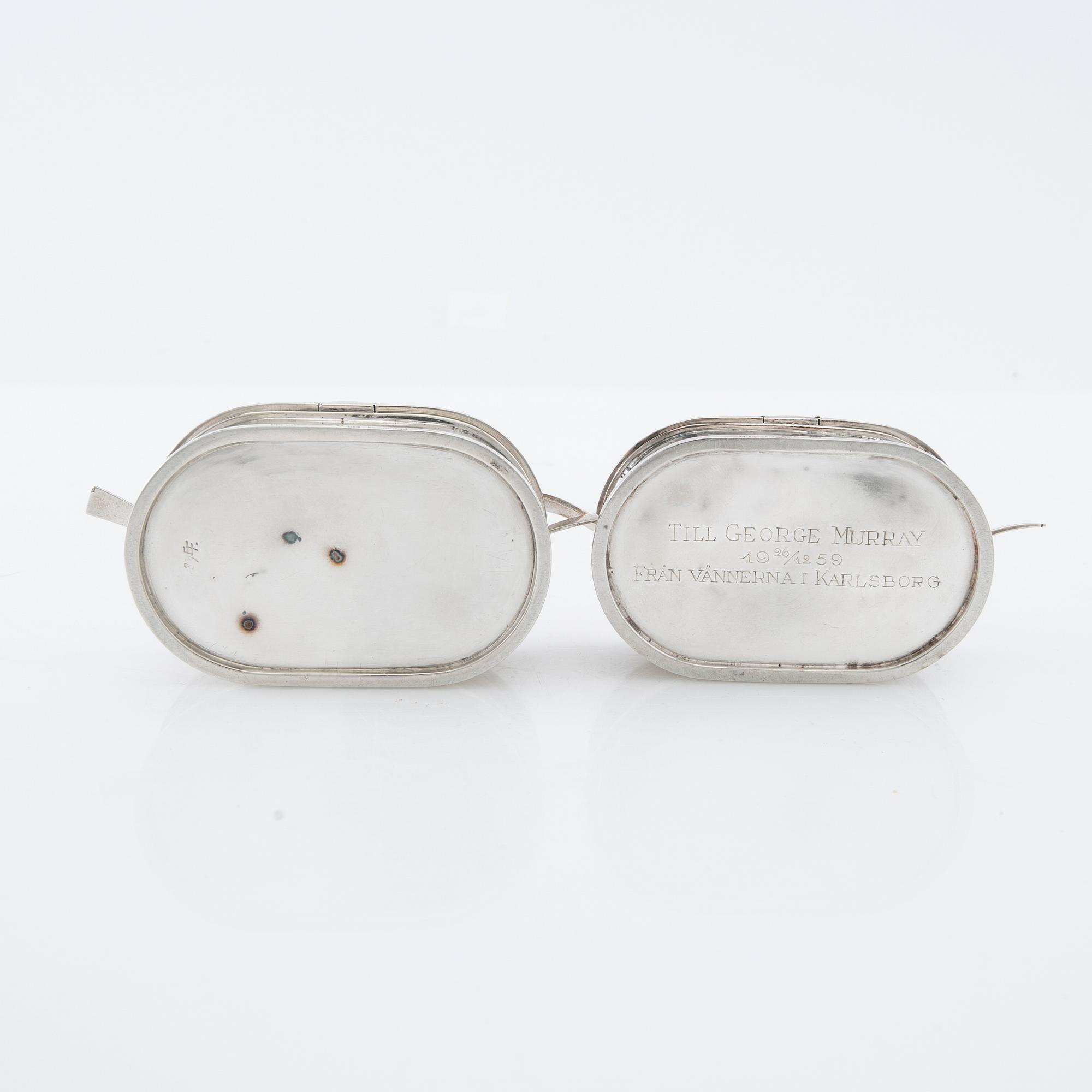 Kryddkar 2 st Atelier Borgila och Lars Cederberg sterlingsilver och silver Stockholm 1934 samt Göteborg 1960.