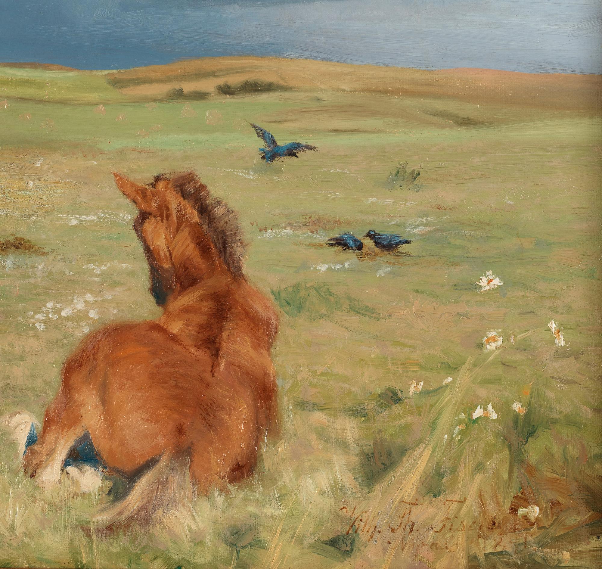 Vilhelm Theodor Fischer, Horses on a field.