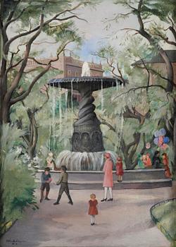 509. Carl Einar Fredriksson, Playing children in Kungsträdgården.