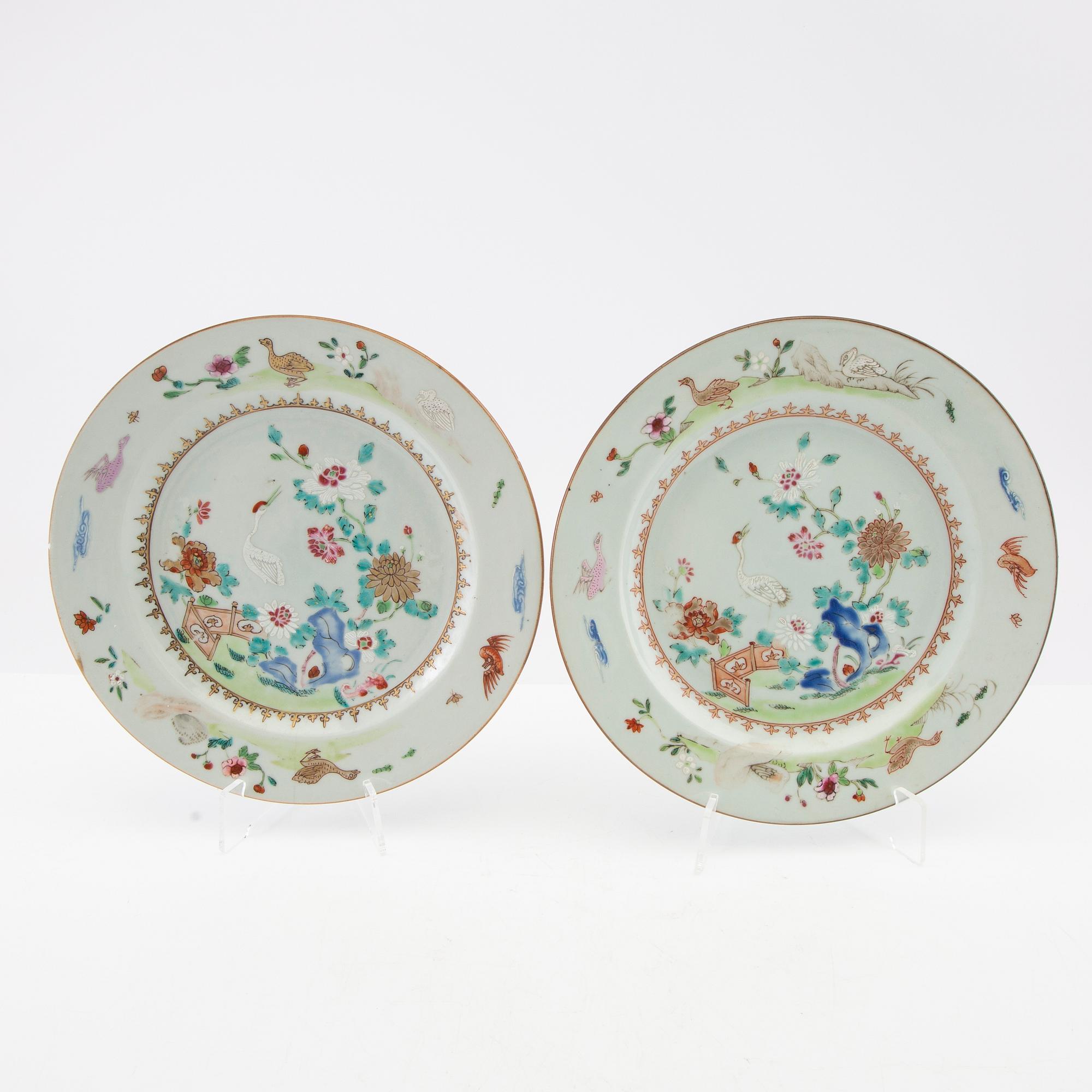 Plates, 5 pcs. China, Qianlong period (1736-95), porcelain.