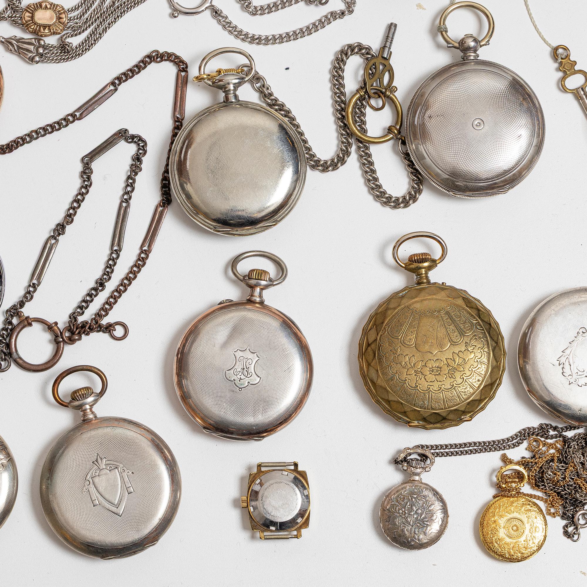 Collection of pocket watches, 63 pieces, "No reserve", various materials.