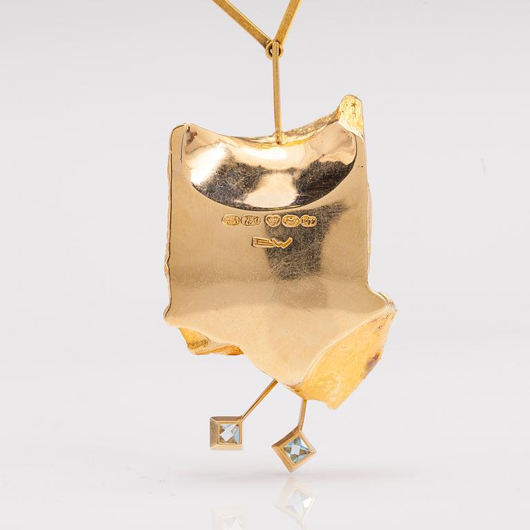 BJÖRN WECKSTRÖM, HALSBAND "Tuulenpuuska", 18K guld, akvamariner. Lapponia 1967.