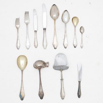 Besticksuppsättning, silver, ca 82 delar, "Märtha", MGAB, Uppsala, 1949-1952.