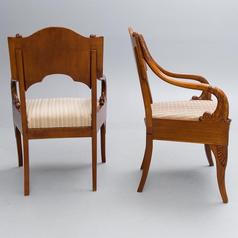 A PAIR OF RUSSIAN ARMCHAIRS, empire early 19th century.