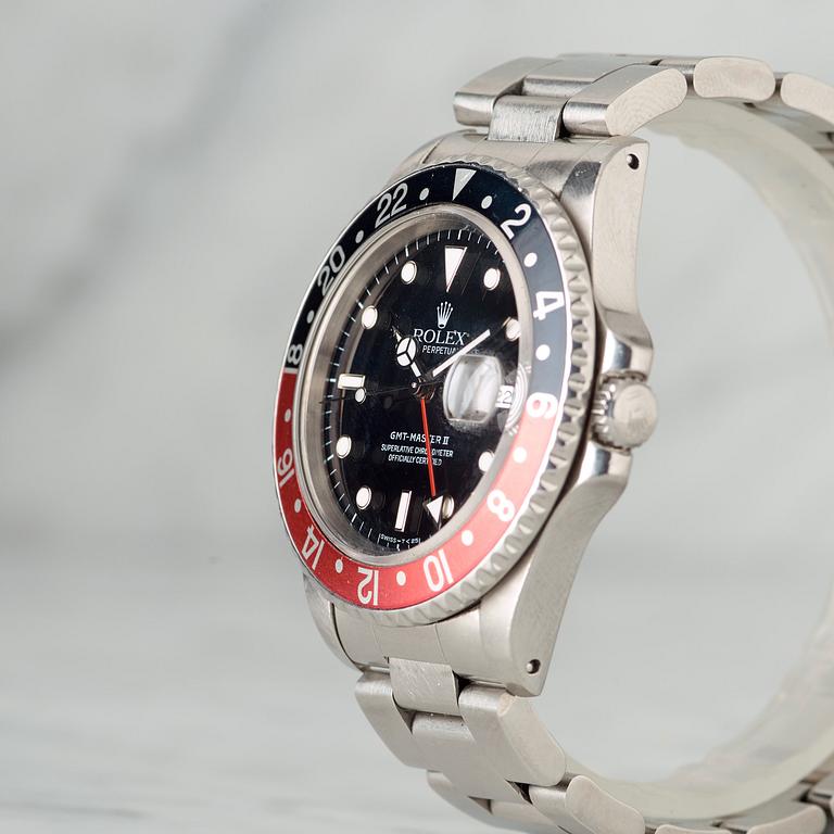 ROLEX, Oyster Perpetual Date, GMT-Master II (SWISS-T), wristwatch, 40 mm,