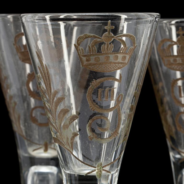 SPETSGLAS, 6 st. Gustaviansk stil.  1800-talets slut.