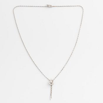 Collier, vitguld med två briljantslipade diamanter.
