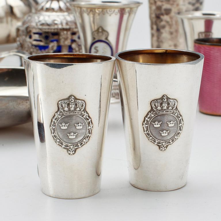 PARTI SILVER, 24 delar, bland annat  A.G Dufva, Stockholm, 1913. Total vikt ca 1758g.