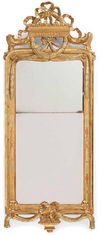 A Gustavian carved and giltwood mirror by J. Åkerblad (master in Stockholm 1758-99).