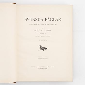 Bokband, 3 st, "Svenska Fåglar" av bröderna von Wright.