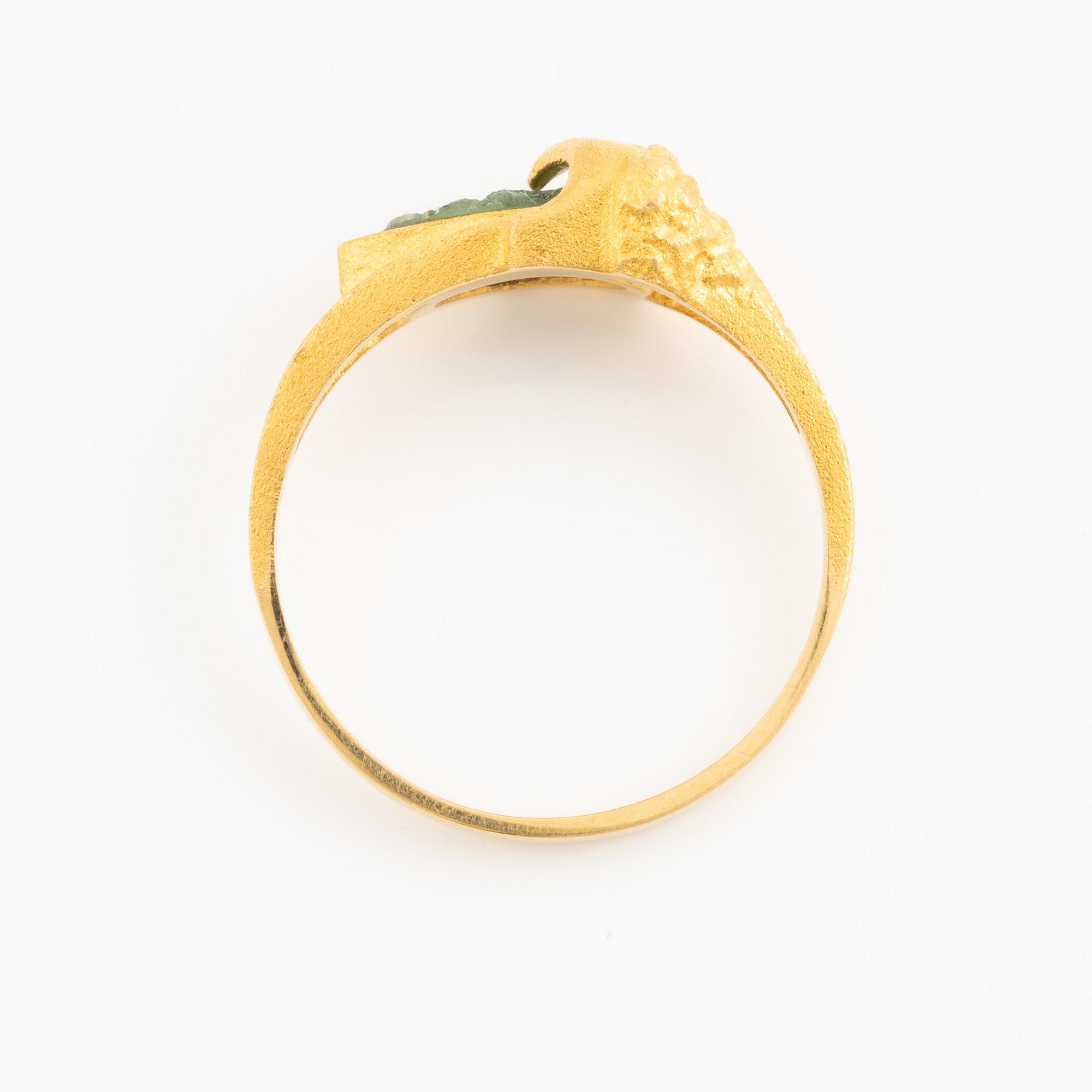 Björn Weckström, Ring "Galateia", 18K gold with zoisite, Finland 1977. By Lapponia.