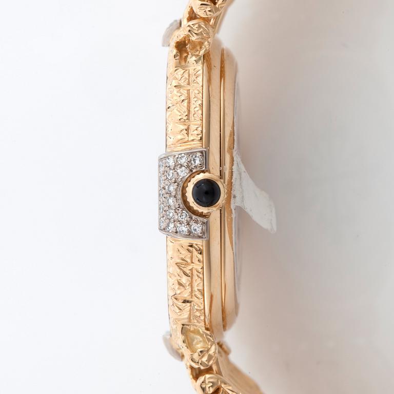 A Patek Philippe Golden Eclipse ladie's wristwatch set with brilliant-cut diamonds. Total carat weigt 0.15 ct. Onyx dial.