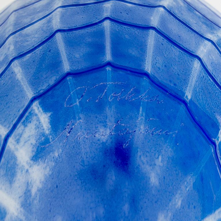 Oiva Toikka, glasfågel, "Blue Bird", signerad O. Toikka, Nuutajärvi.