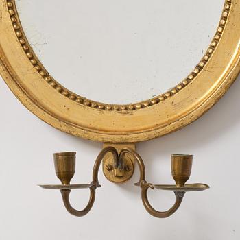 A Gustavian girandole mirror, Stockholm, late 18th century.