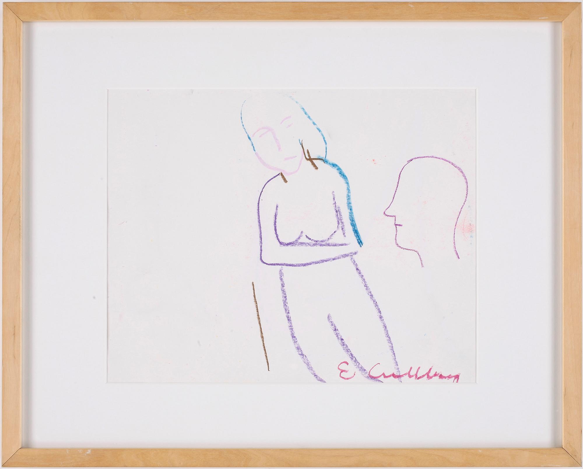 ERLAND CULLBERG, oljepastellkrita på papper, signerad.