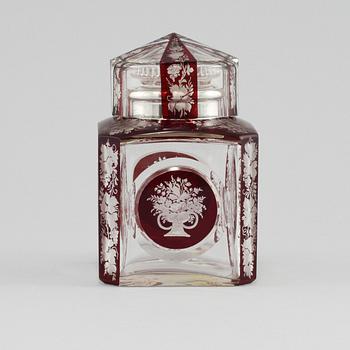 KARAFF, glas och silver, J H Werner, Berlin, omkring år 1900.
