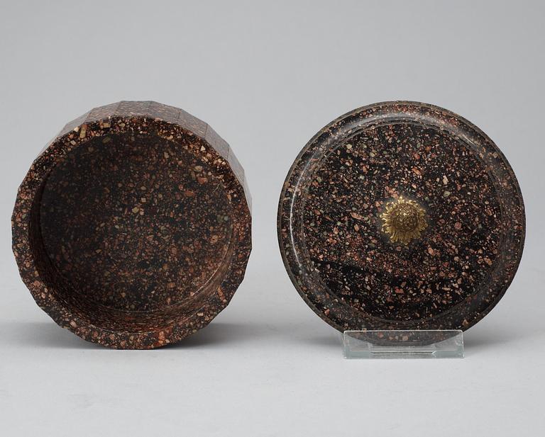 A Swedish Empire 19th Century porphyry butter box.